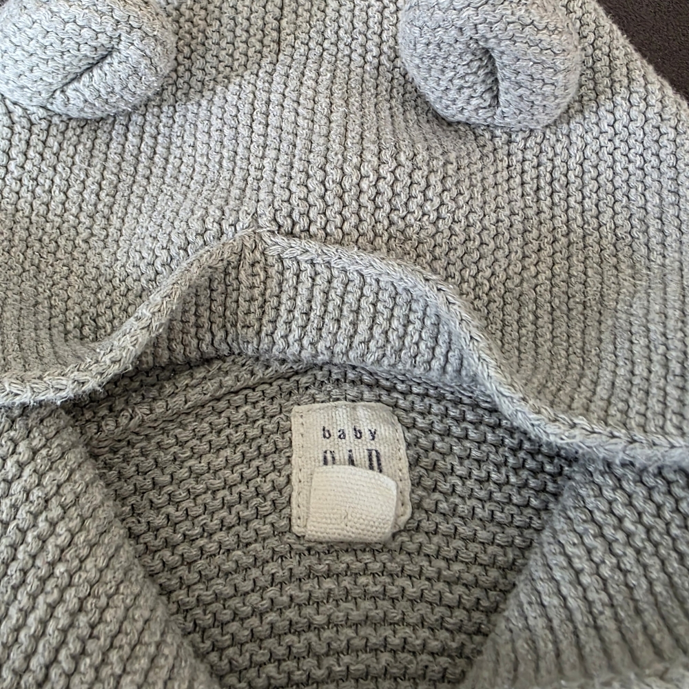 GAP Baby Knit Hooded Cardigan - Light Gray - Picture 9 of 10
